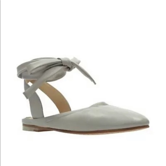 Clarks Shoes - Clarks Grace Sofia Ankle Tie Grey Leather Flats Size 7m New